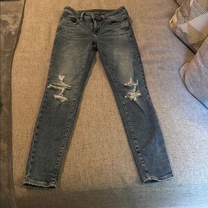 American Eagle Outfitters Blue Skinny Distressed Jeans